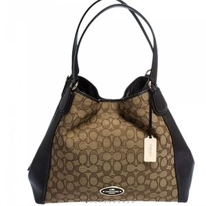 Coach Beige and Brown Signature Canvas and Leather Edie Tote